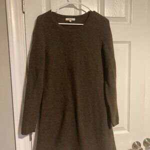 Madewell 100% Merino Wool Walkaway Sweater Dress Olive Fit & Flare Size medium